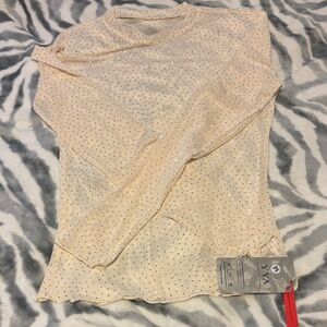 Ya Los Angeles Beige Mesh Top with Rhinestones